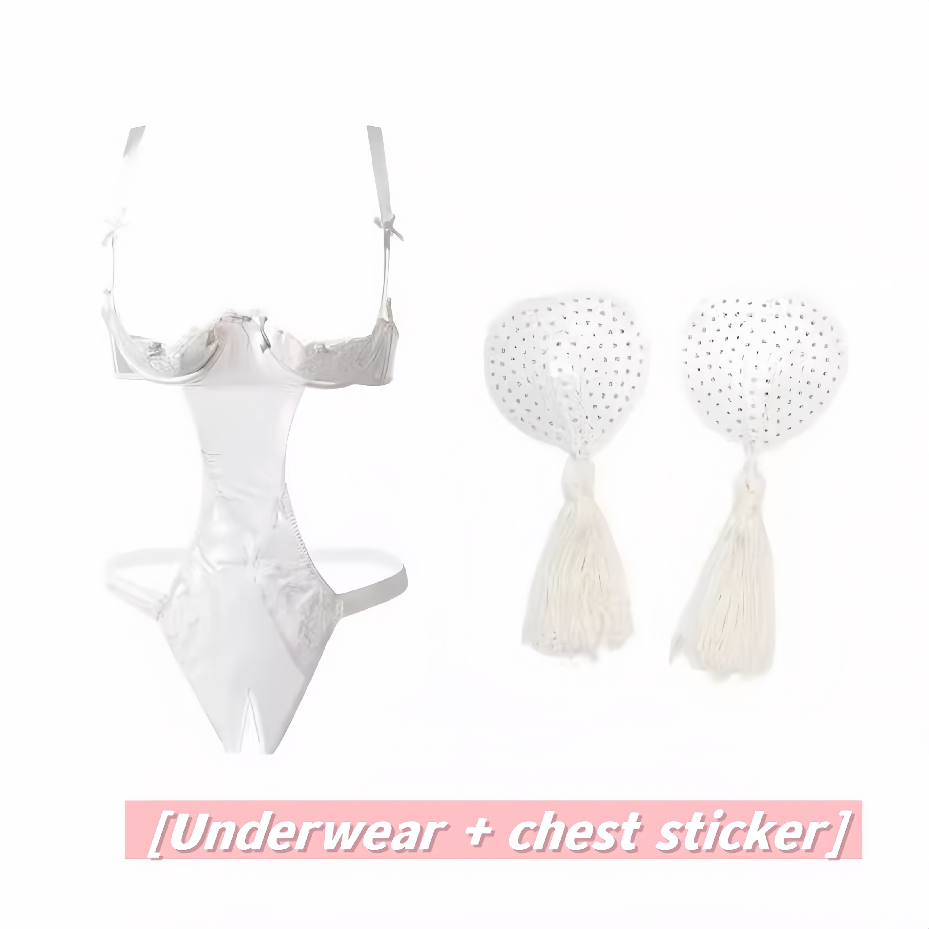 Red black lingerie set with heart-shaped pasties