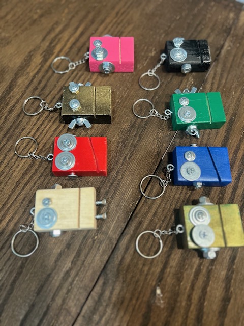 Handcrafted Wooden Robot Keychains