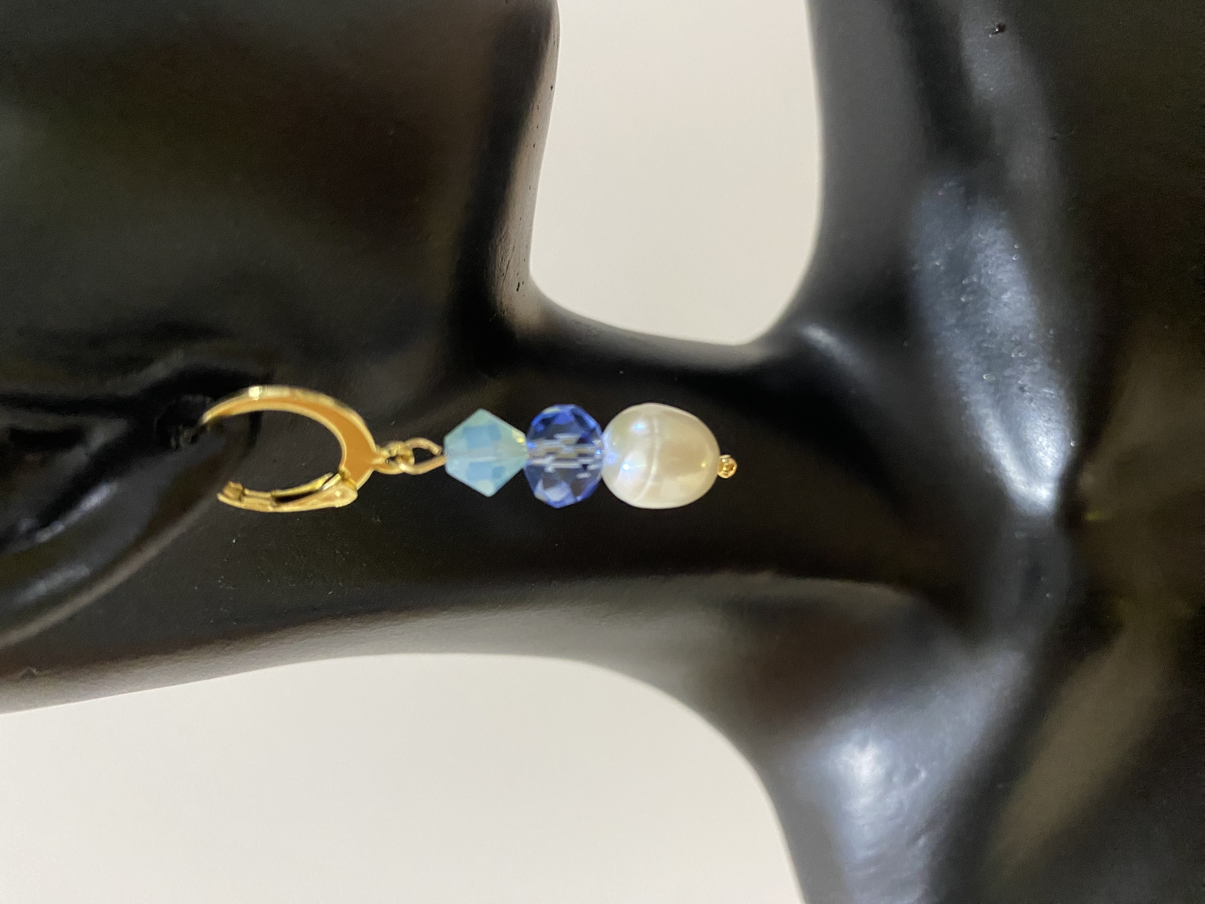 24k gold-plated Freshwater Pearl with crystals earrings