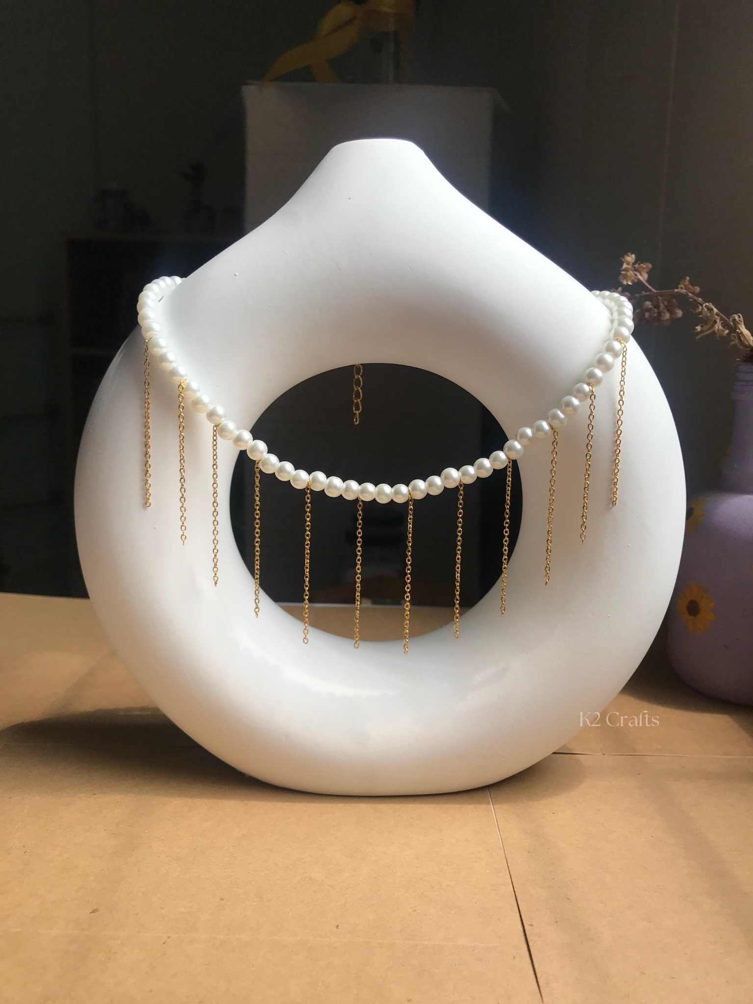 Pearl Dropping Chain Necklace
