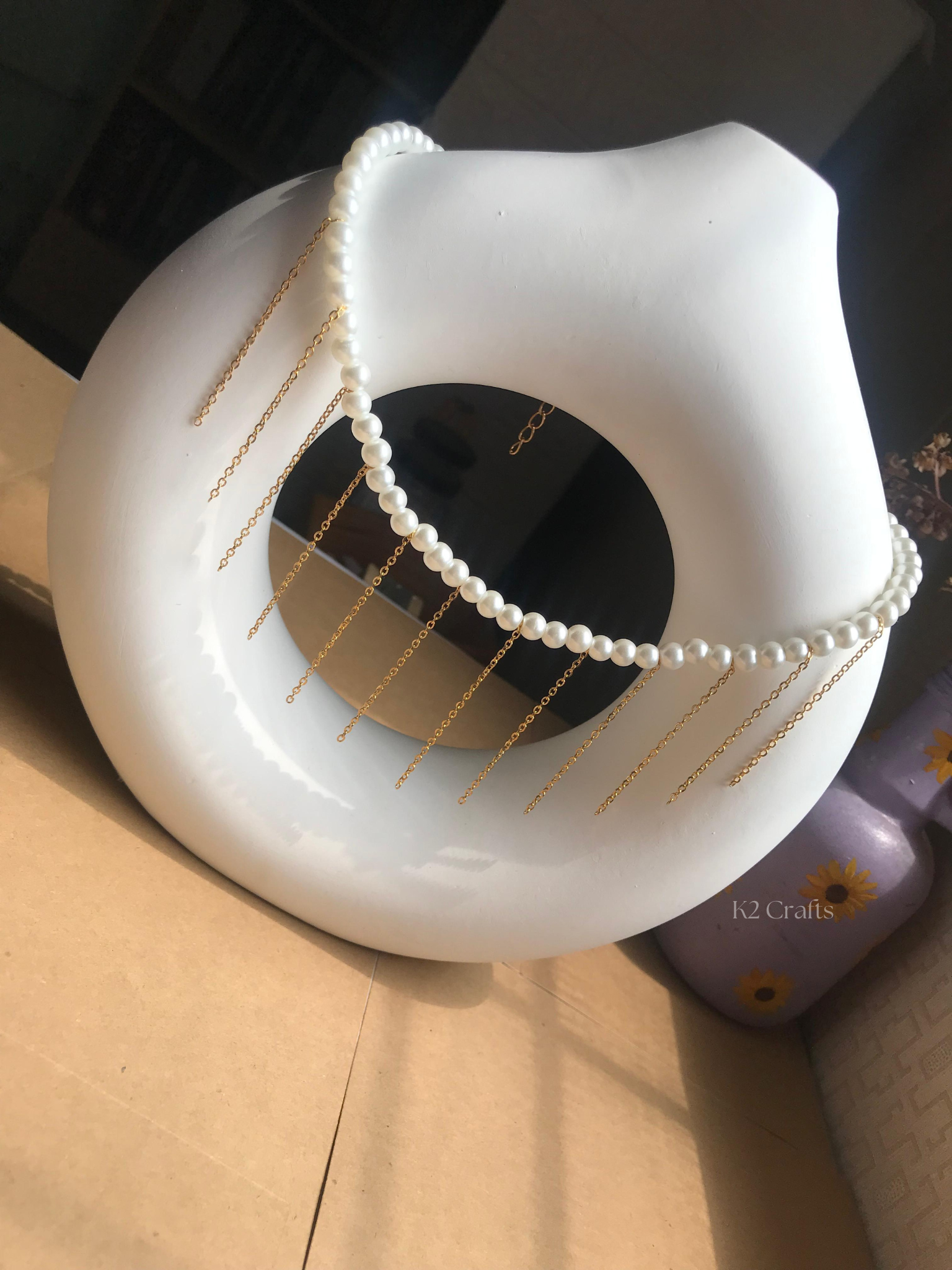 Pearl Dropping Chain Necklace