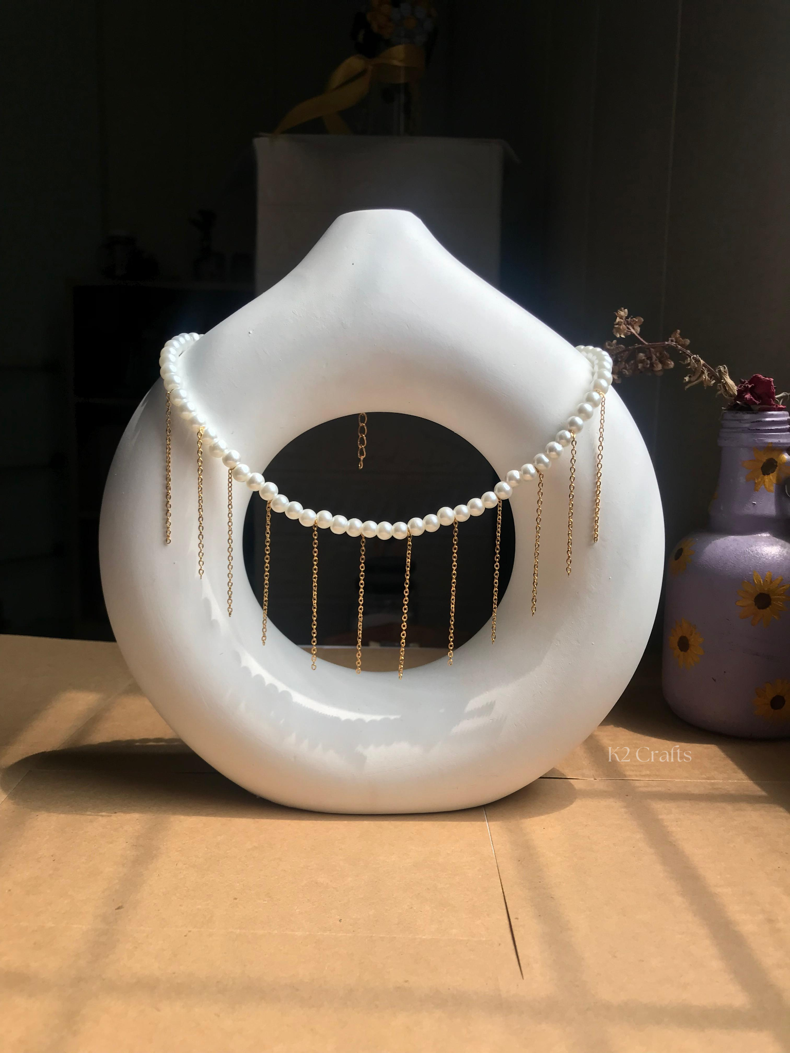 Pearl Dropping Chain Necklace