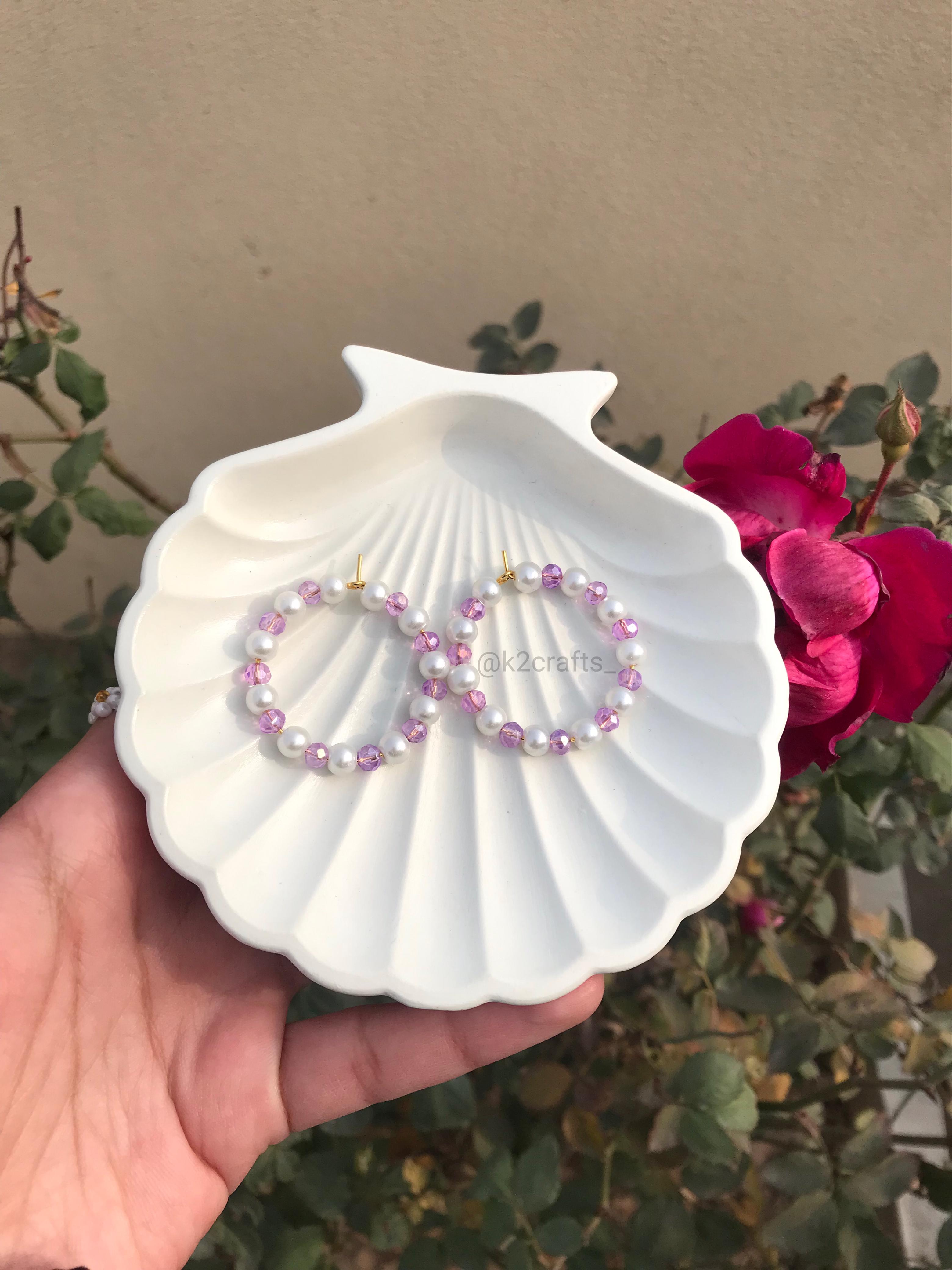 Pearly Purple Earring Hoops 