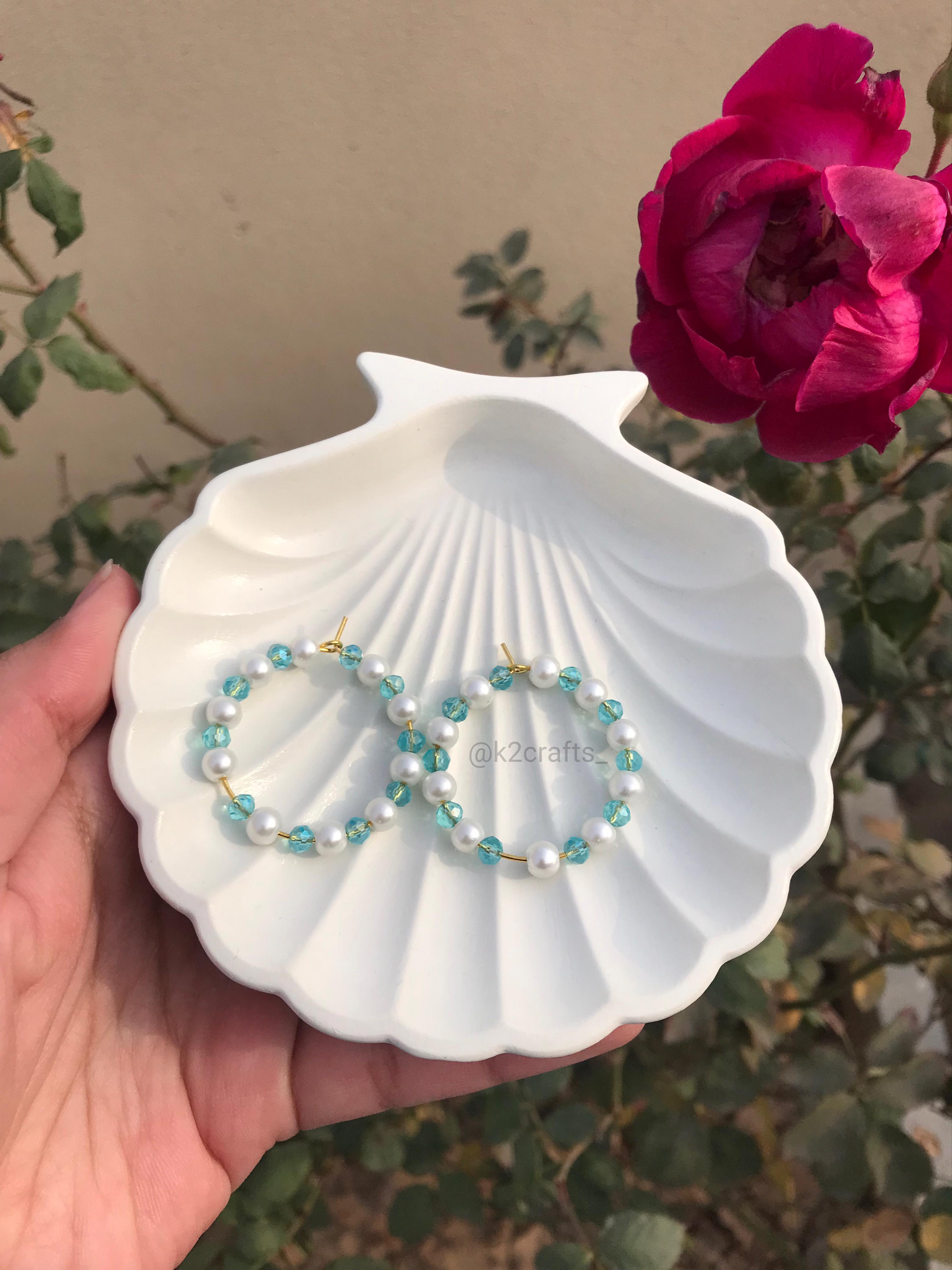 Pearly Blue Earring Hoops 