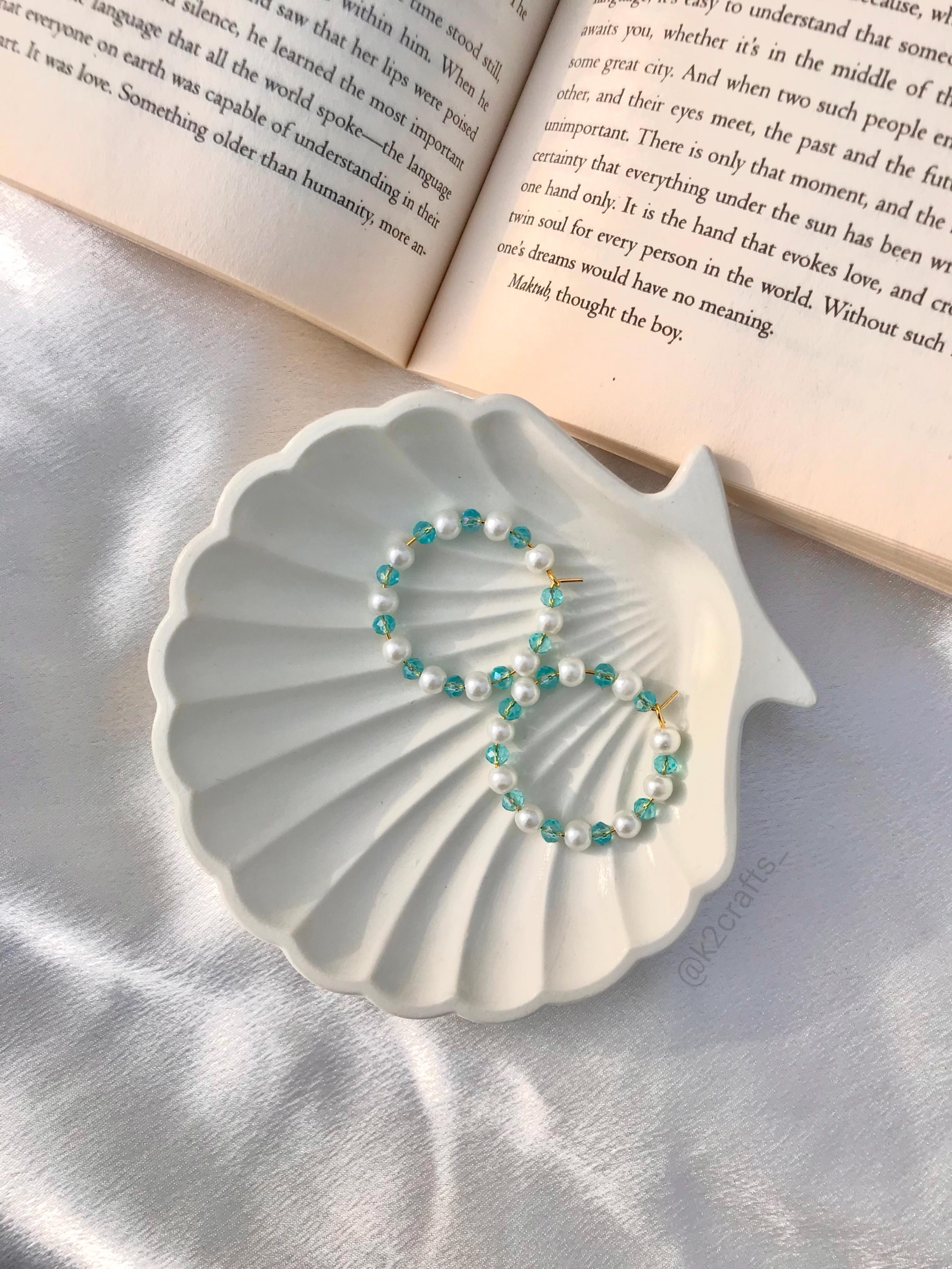 Pearly Blue Earring Hoops 