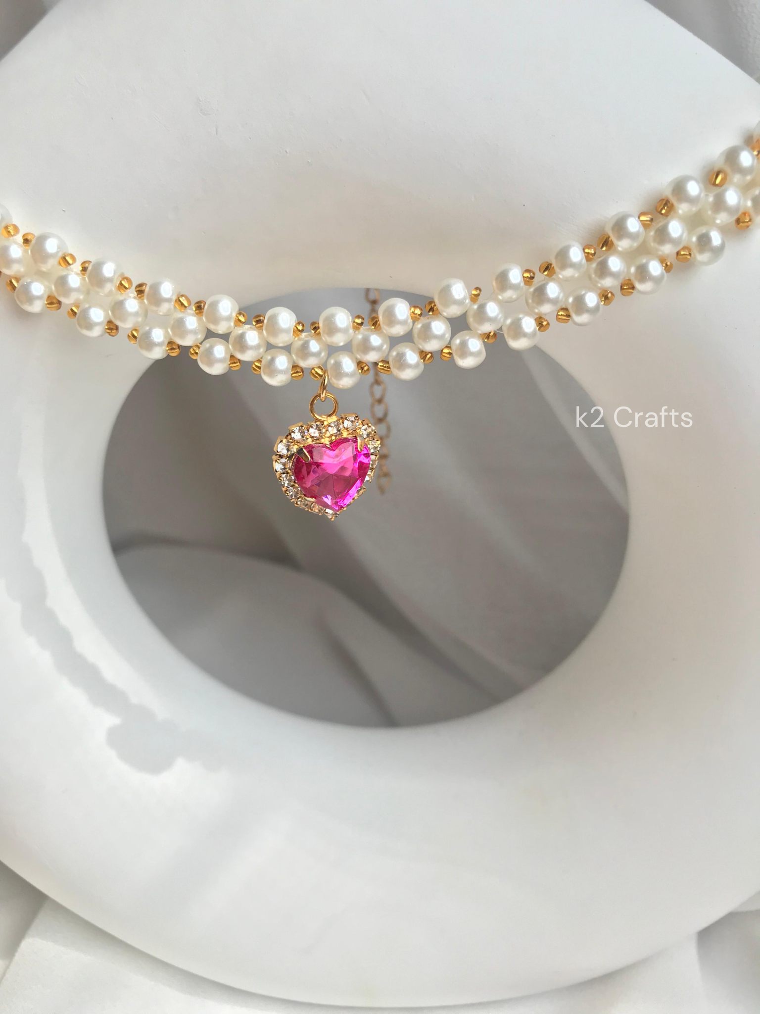 Pearly Premium Pink Heart Necklace
