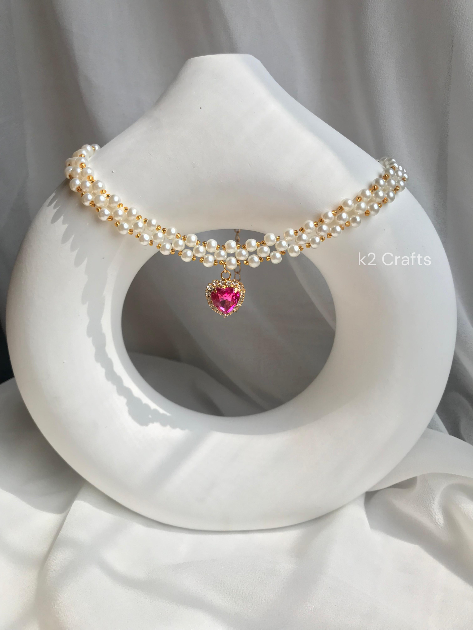 Pearly Premium Pink Heart Necklace