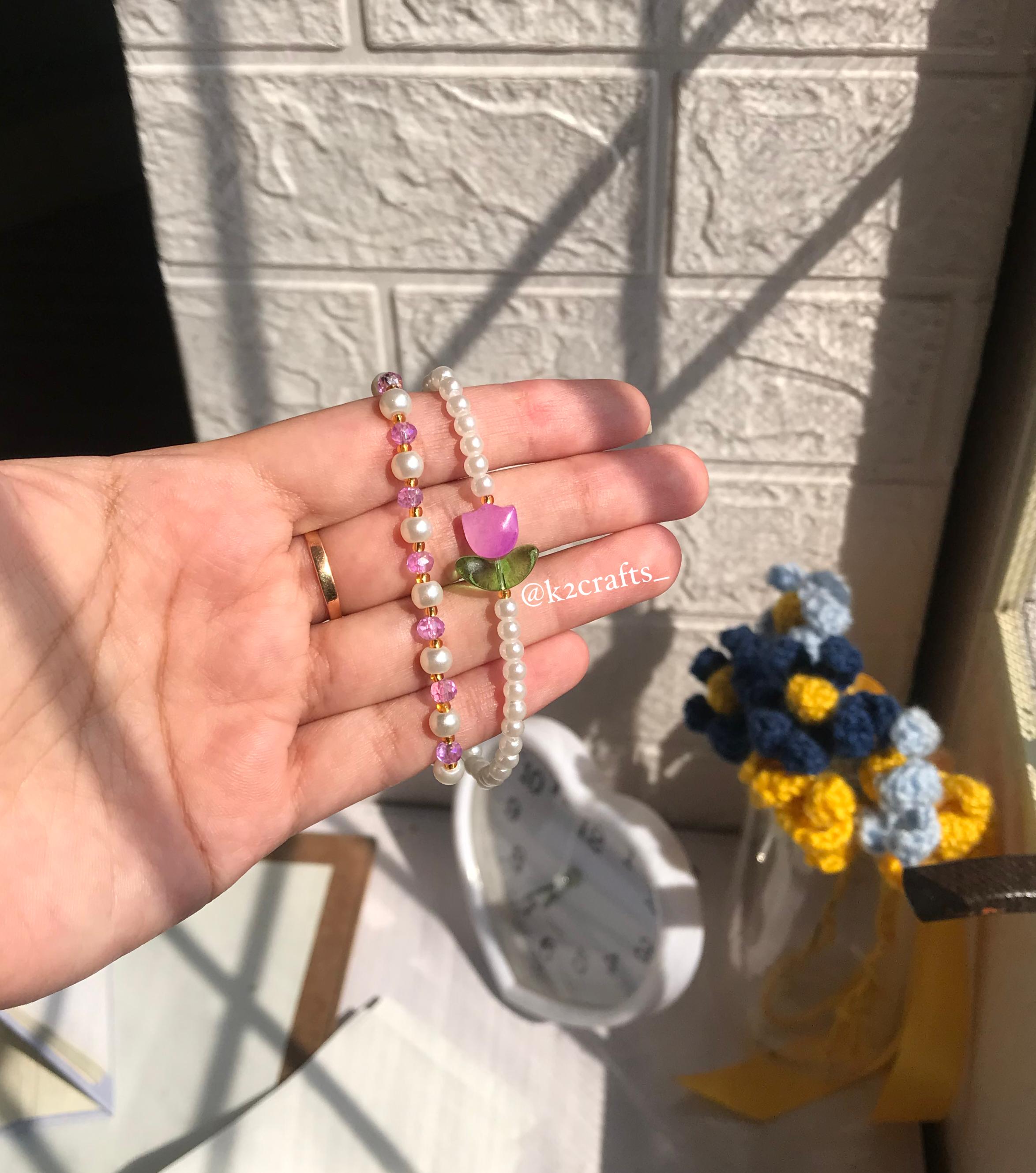 Lilac Tulip Pearly Bracelet Pair