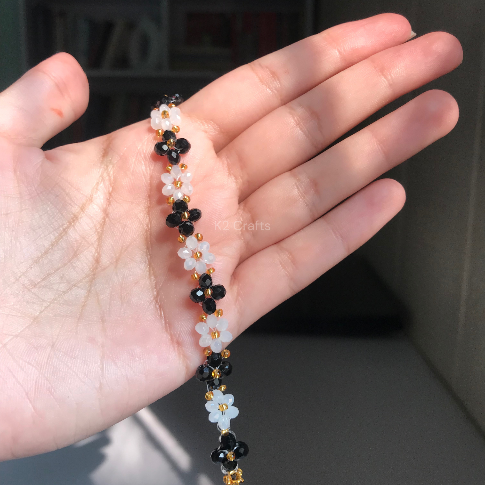 Crystal Daisy Black and white Bracelet