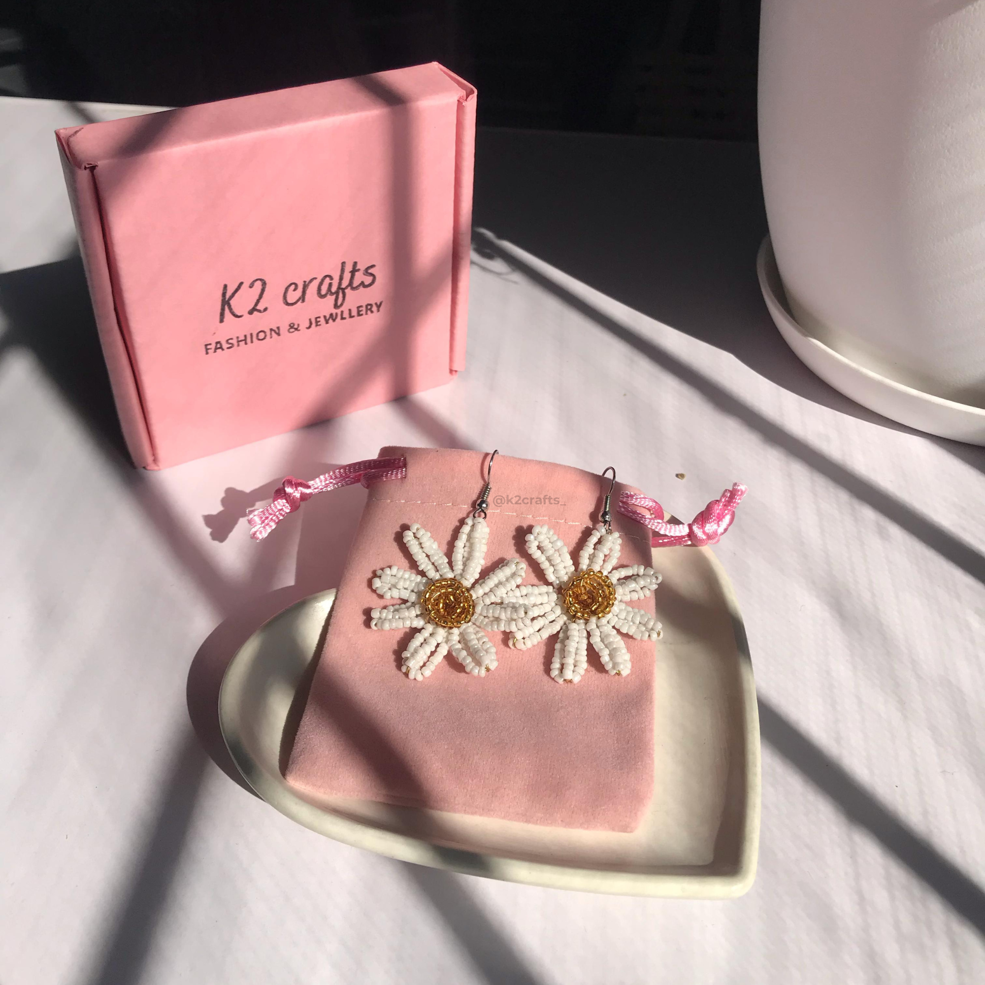 Beaded Daisy Earrings