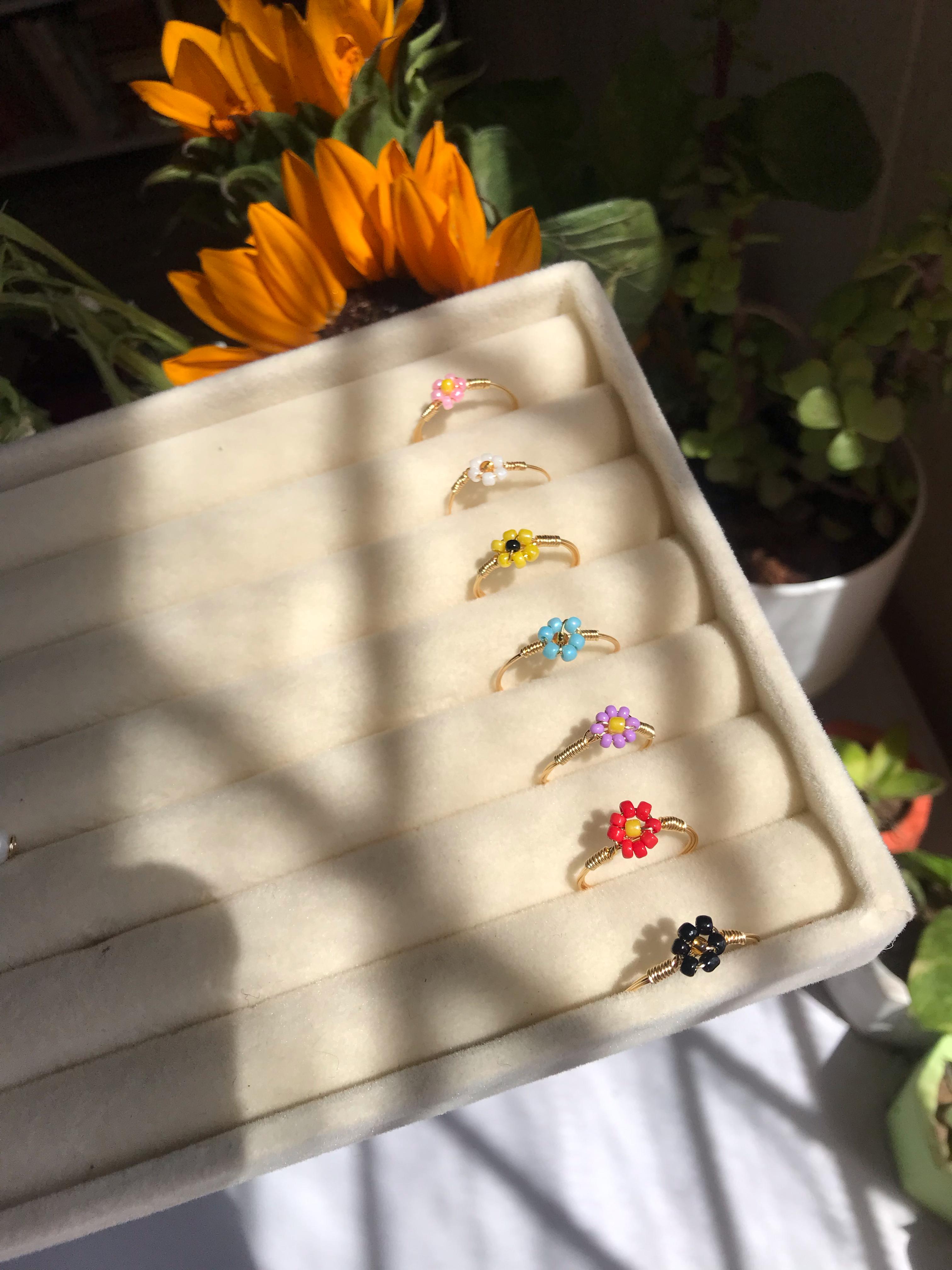 Colorful Floral Rings
