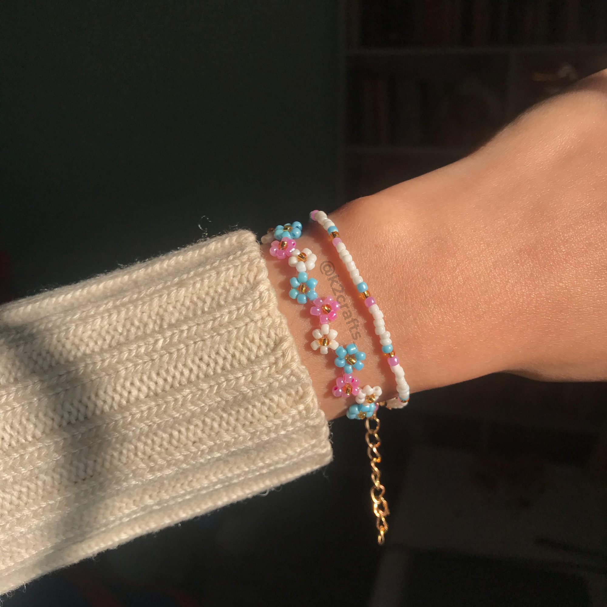 Zigzag Flowers 2 layered Bracelet