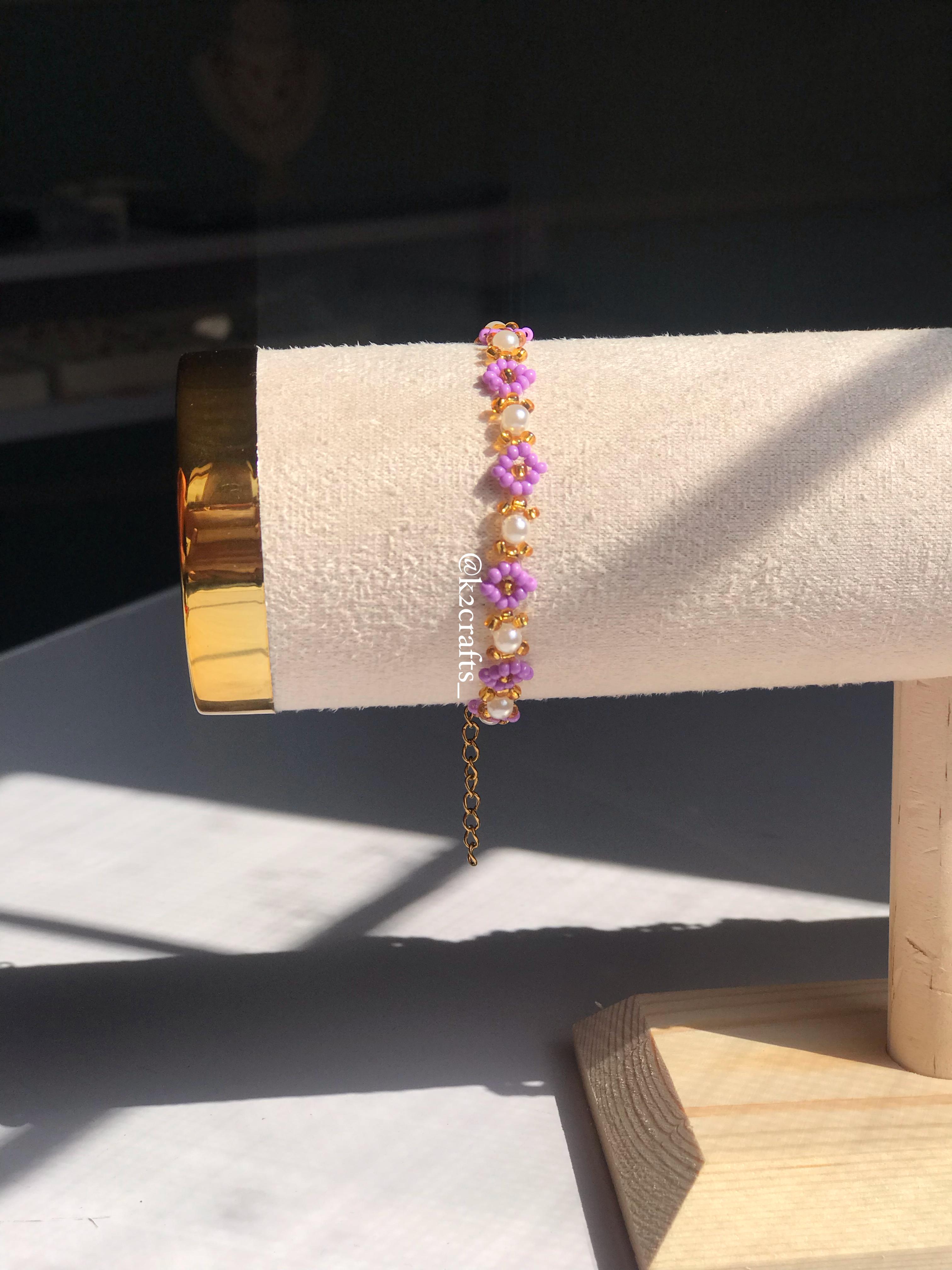 Purple Pearly Bloom Bracelet
