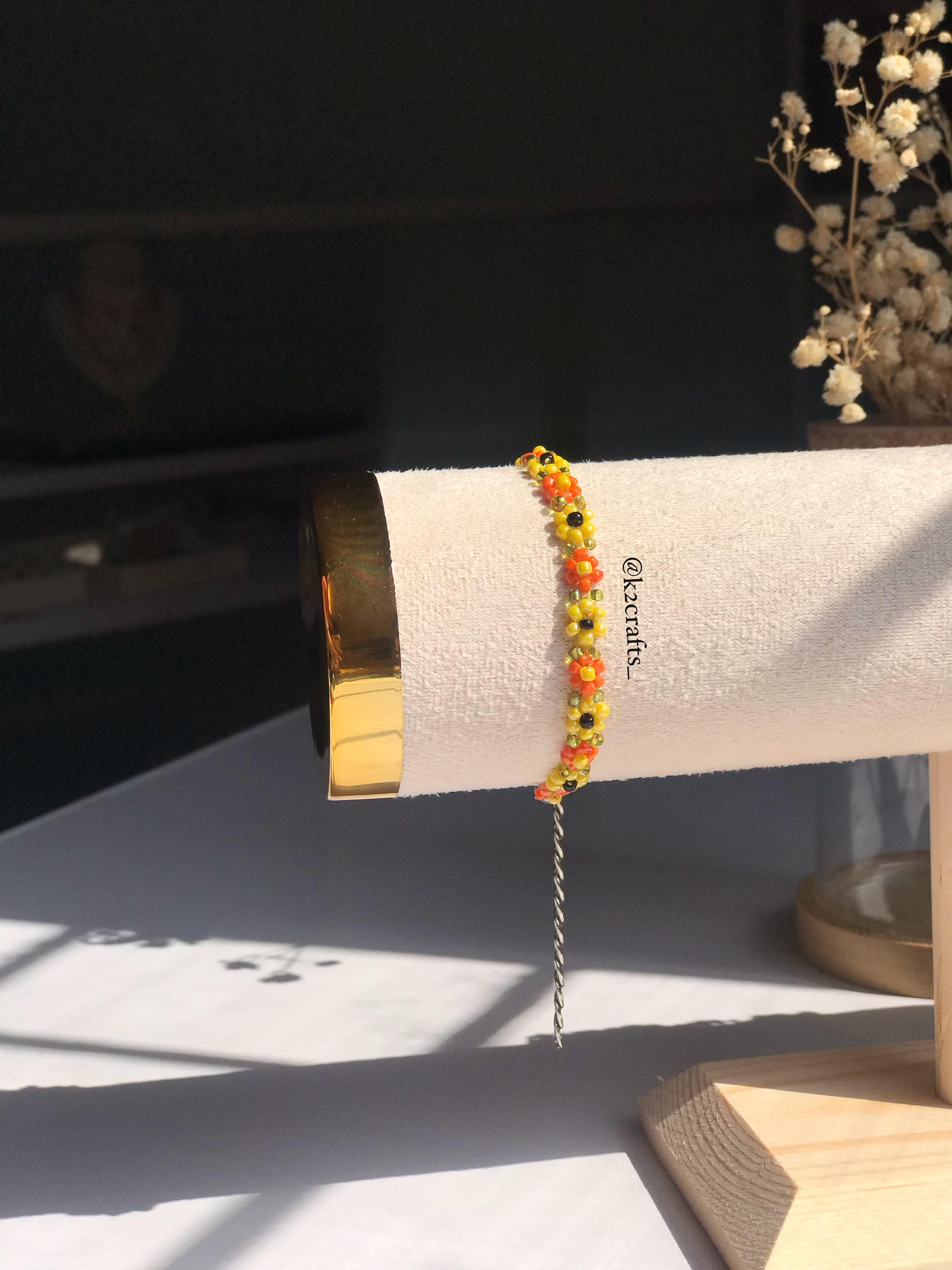 Yellow with Orange Bloom Bracelet