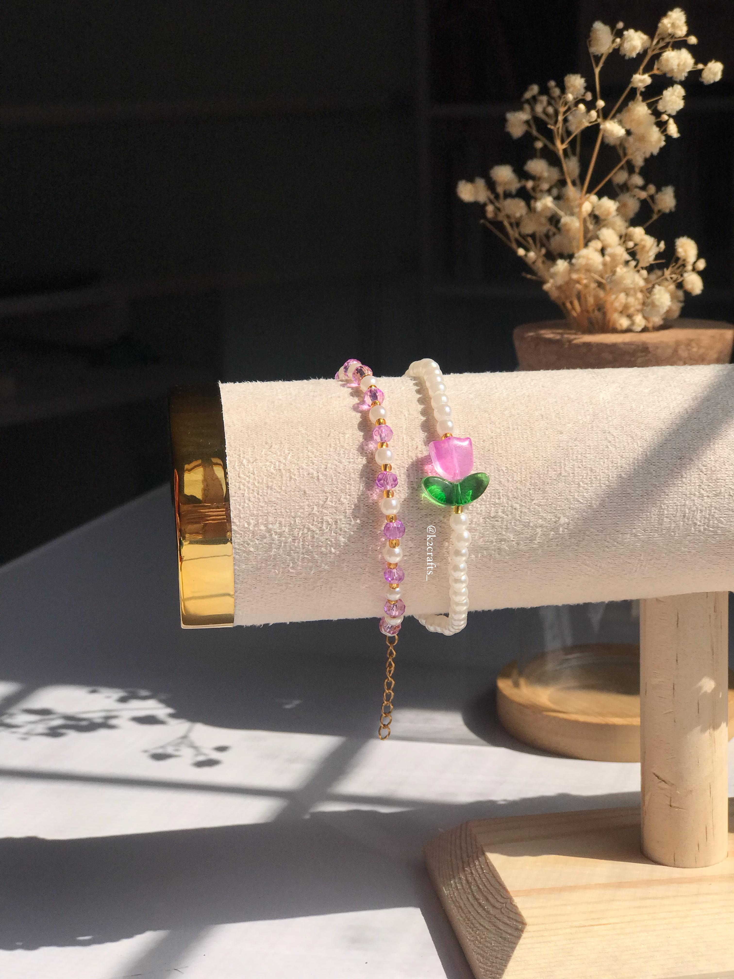 Pearly Tulip Layered Bracelet