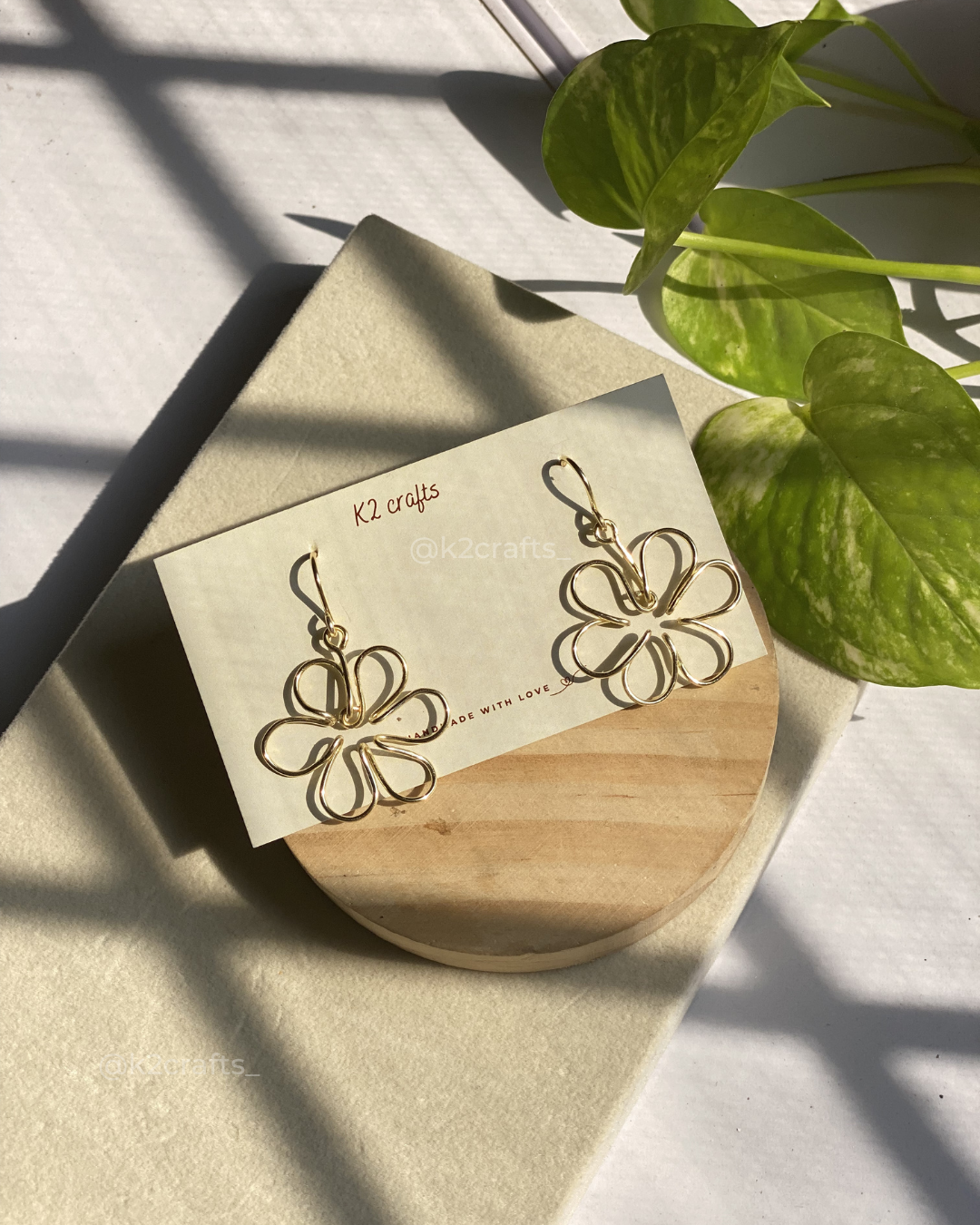 Gold Plated Floral Dangle Earrings