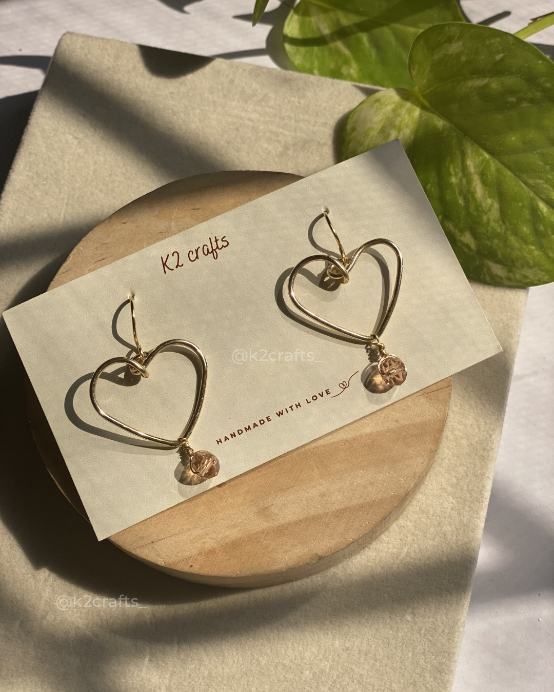 Golden Heart Drop Earrings