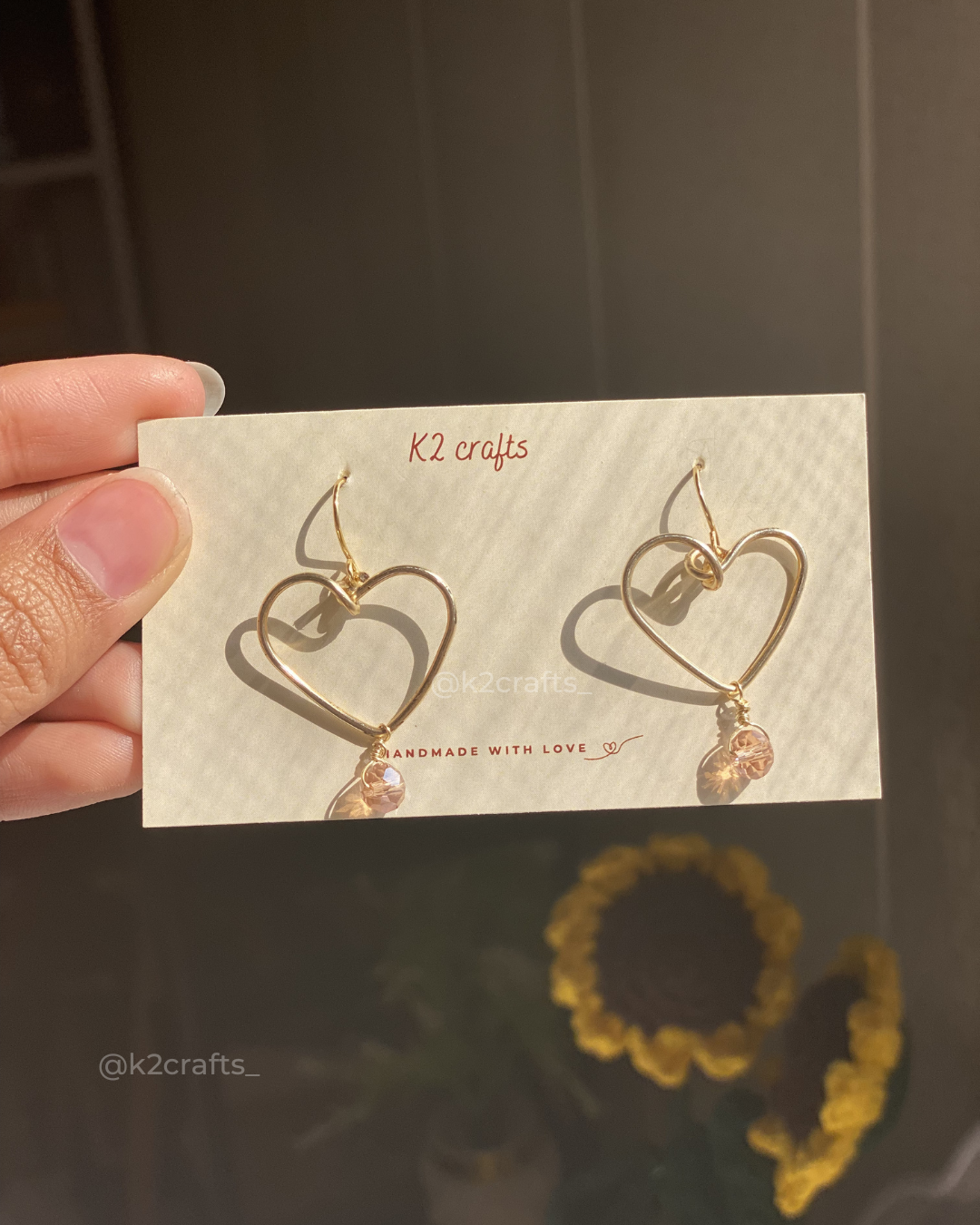 Golden Heart Drop Earrings