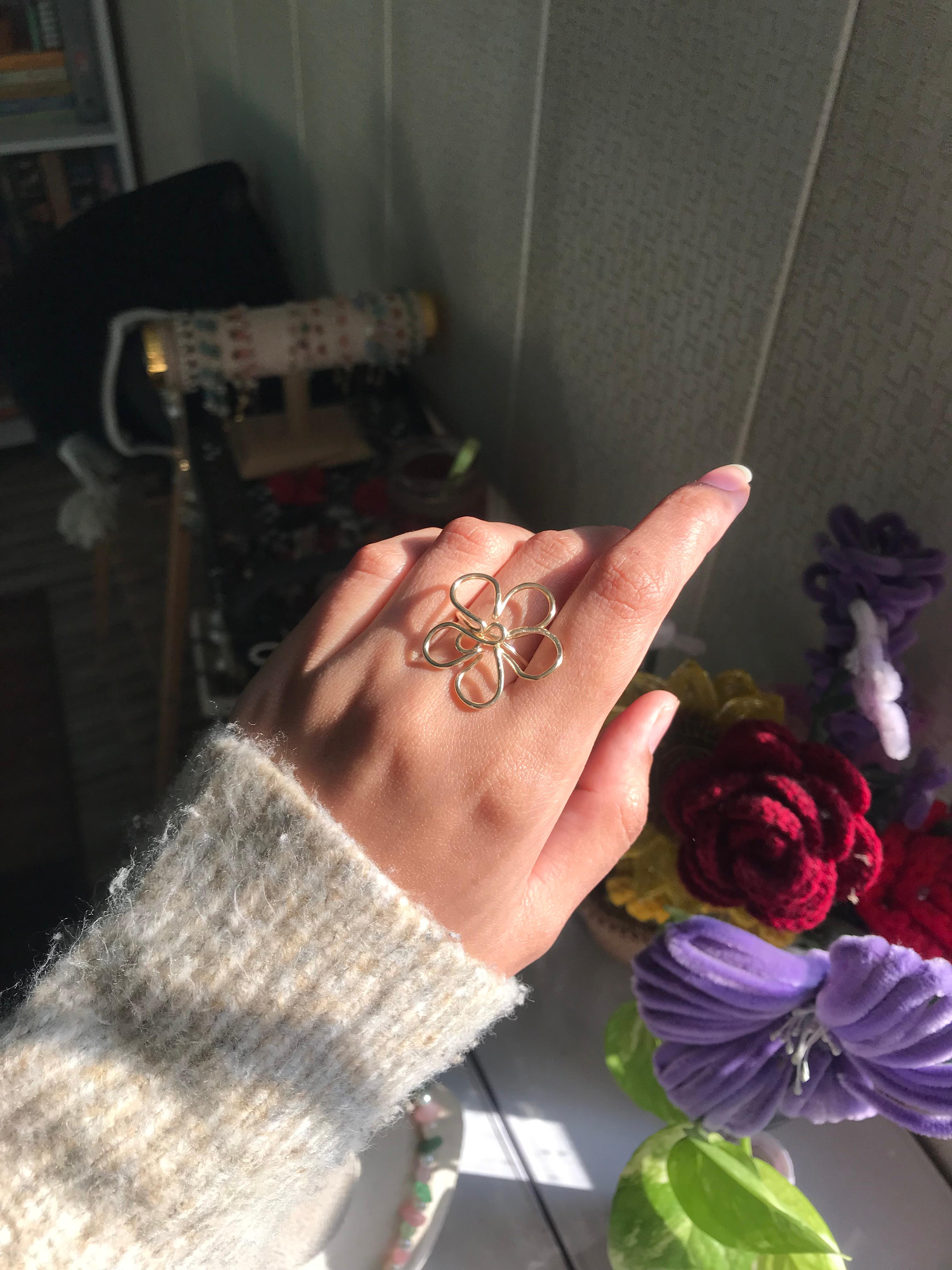 Handmade Wire Flower Ring