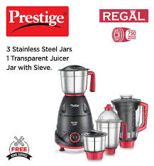 Prestige Regal 750 Watt Juicer Mixer Grinder 4 Jars Red and Black