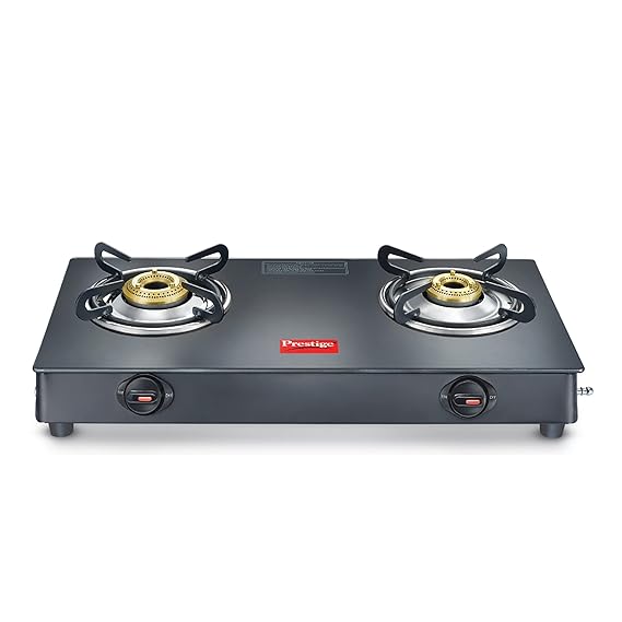 Prestige Magic plus Toughened Glass-Top 2 Brass Burner