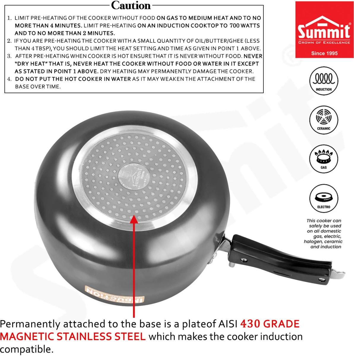 Summit Contura Majestic Hard Anodised  Pressure Cooker 