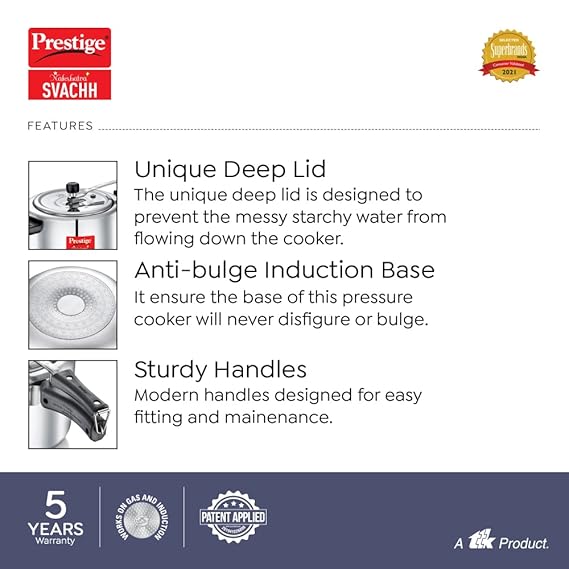 Prestige Nakshatra Plus Svachh Aluminium Inner Lid Pressure Cooker 