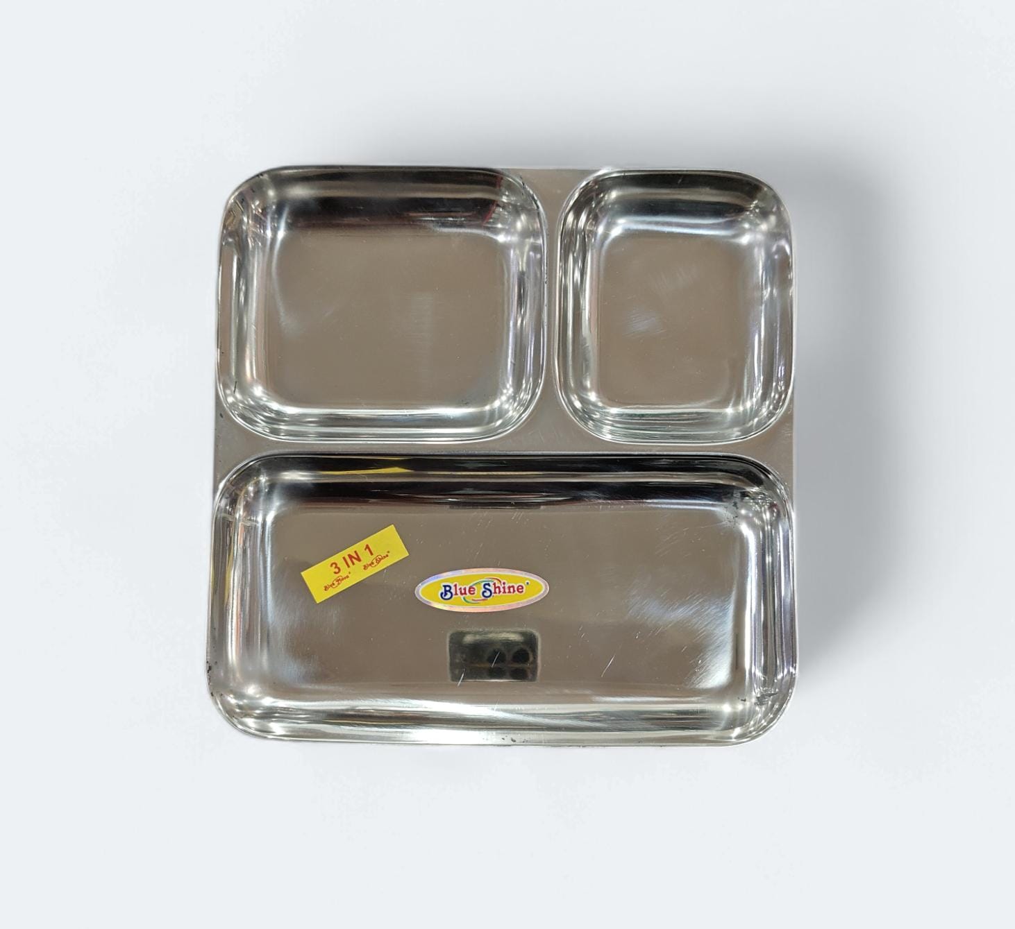 Blue Shine Stainless Steel 3 In 1 Nasta / Snacks / Dinner Plate