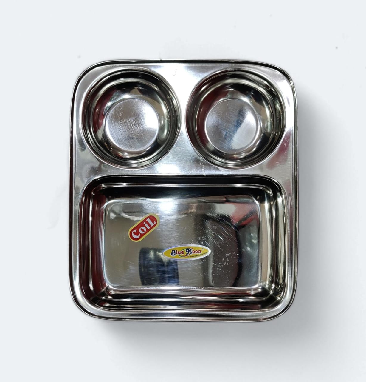 Blue Moon Stainless Steel 3 In 1 Nasta / Snacks / Dinner Plate