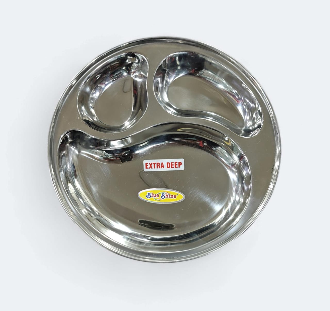Blue Shine Extra Deep Stainless Steel Round 3 In 1 Nasta / Snacks / Dinner