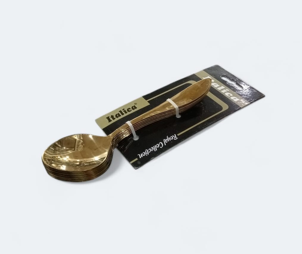 Italica 17.5 cm Stainless Steel Golden Spoon Set ( Pack of 6pc)