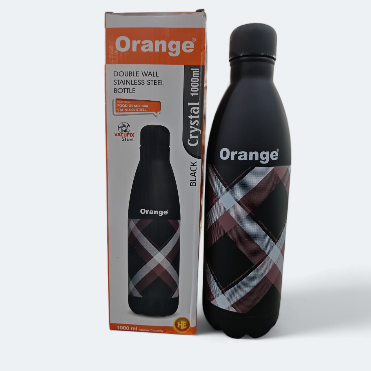 Orange Printed Insulated Stainless Steel Bottle, Capacity: 1 Litre