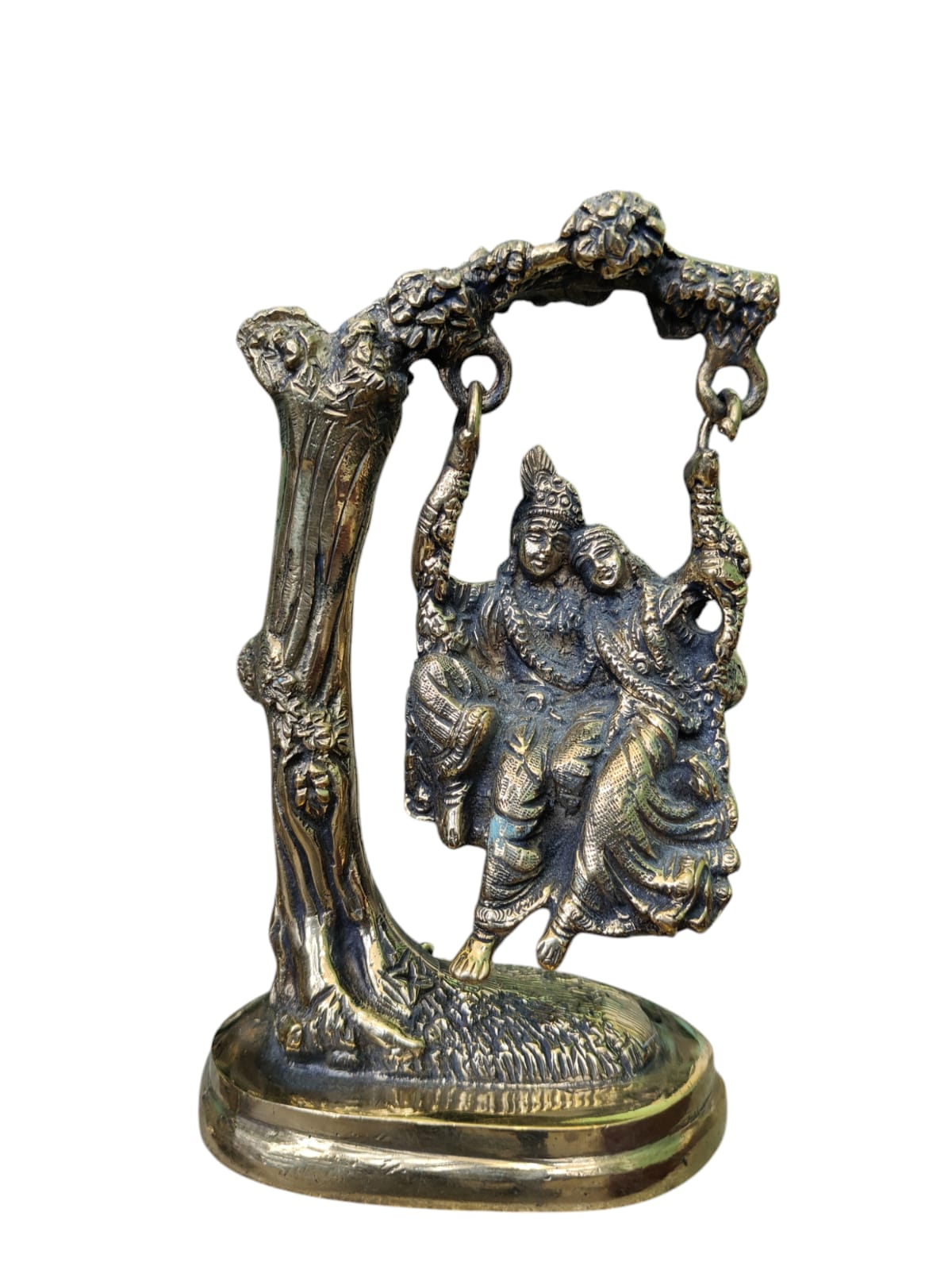 Radha Krishna Swing Brass Idol 17 cm