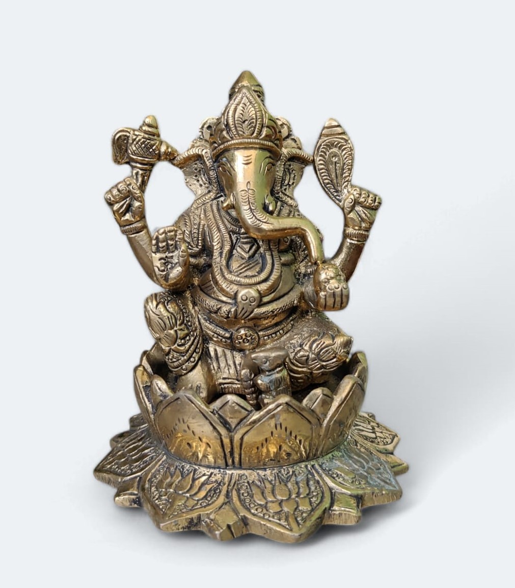 Brass Ganesh Idol Height 13 Cm