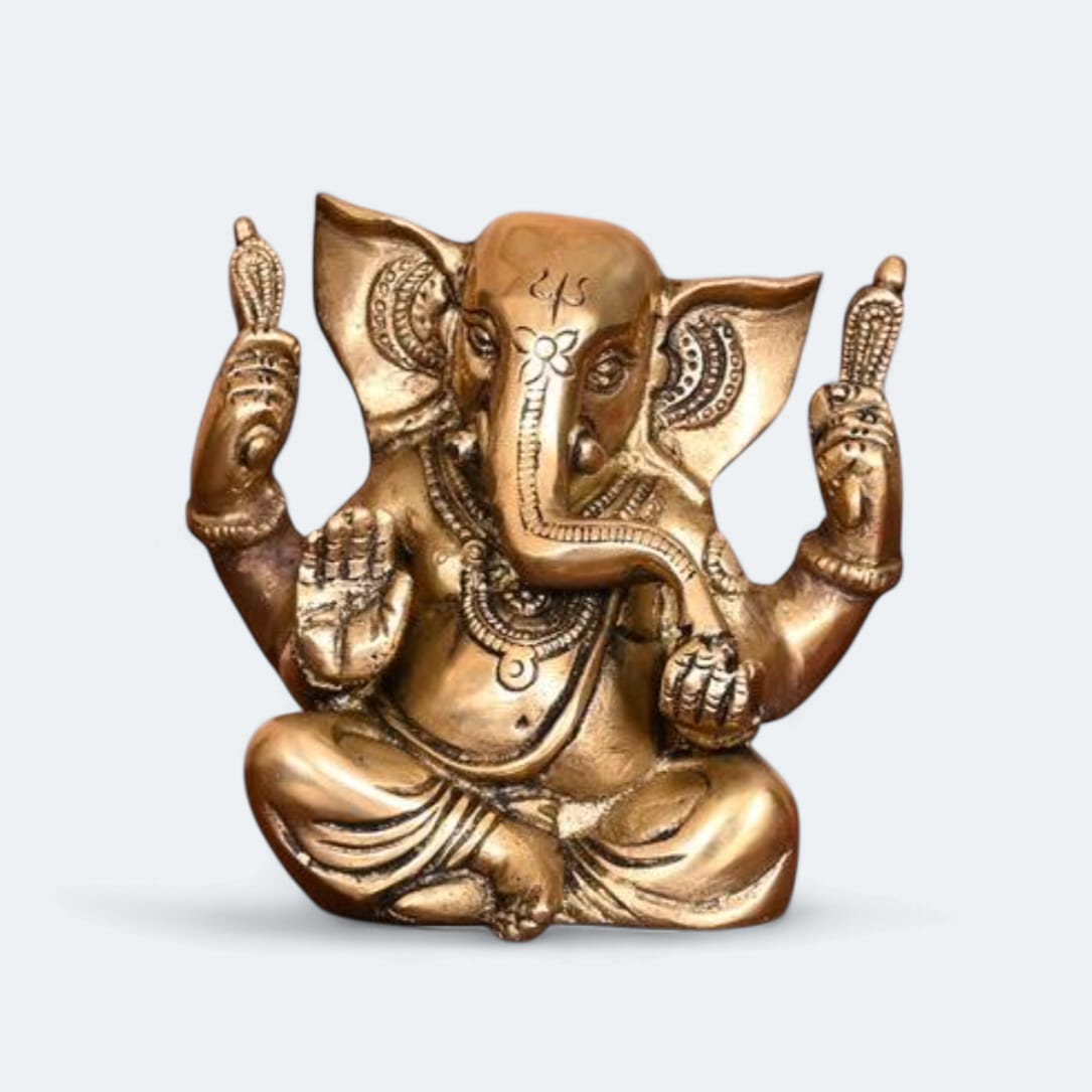 Brass Ganesh Idol Height 14 Cm