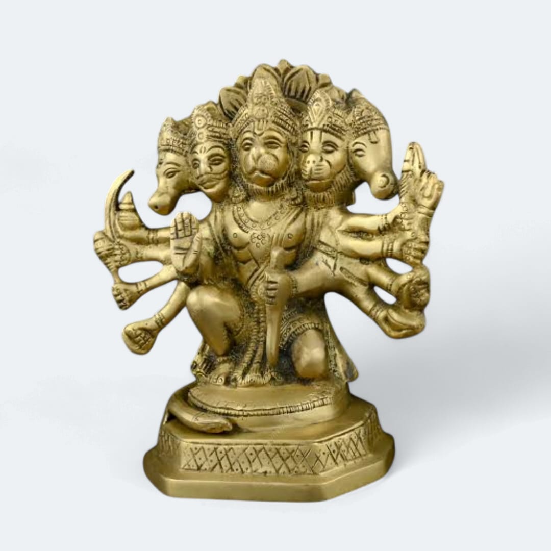 Brass Panchmukhi Hanuman Height 18 Cm