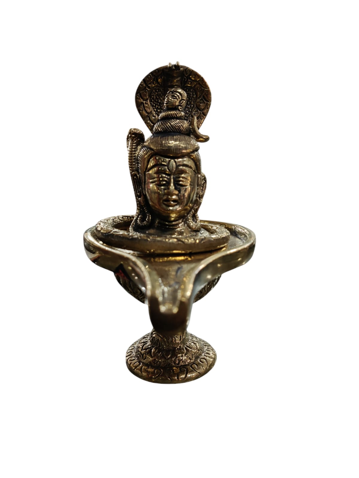 Shiva, Enshrined On The Lingam Idol Brass Height 16 Cm