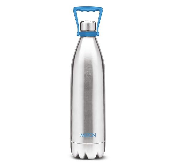 Milton Duo DLX 2200 Thermosteel Water Bottles 24 Hours Hot and Cold, Easy to Carry, Easy Grip, Rust Proof, Tea, Coffee, Office, Travel Bottle, Silver