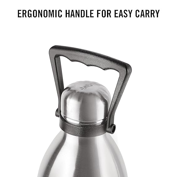 Cello Swift Thermosteel Water Bottle with Thermal Jacket 2200ml, Silver |24 Hours Hot & Cold