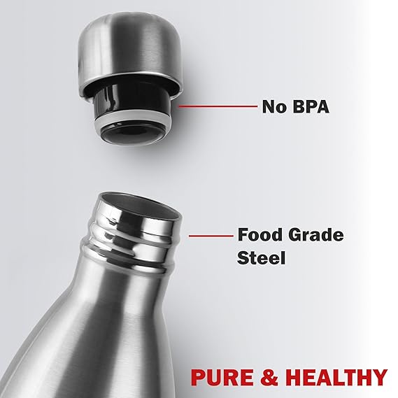 Cello Swift Thermosteel Water Bottle with Thermal Jacket 2200ml, Silver |24 Hours Hot & Cold