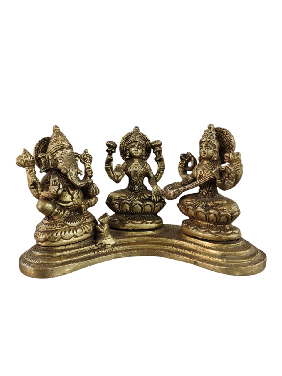 Lakshmi Ganesh Saraswati In Brass Height 10.5 Cm