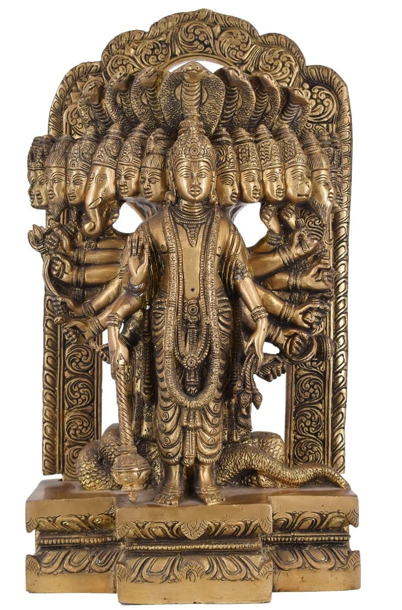 Brass Vishnu Virat Swarup Statue, Height 35 Cm