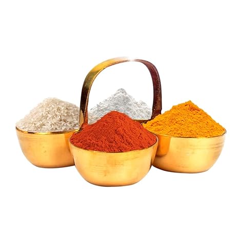 Brass Puja Chowmukh || Chokra Chopala Bowl Stand for Haldi, Kumkum, Rice, Elaichi,Mishri,Roli 