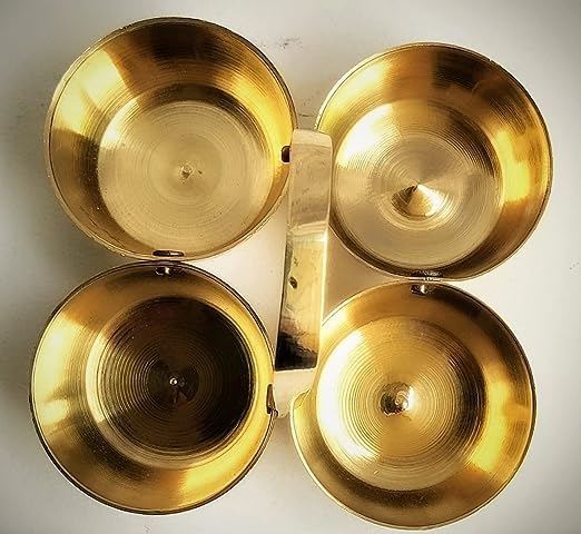 Brass Puja Chowmukh || Chokra Chopala Bowl Stand for Haldi, Kumkum, Rice, Elaichi,Mishri,Roli 