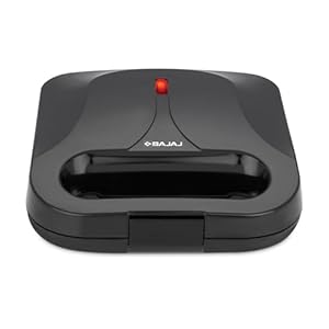 Bajaj SWX 5 800-Watt 2-Slice Sandwich Toaster | Non-Stick Coated Plates for Easy-to-Clean | Upright Compact Storage | 2 Years Warranty | Black
