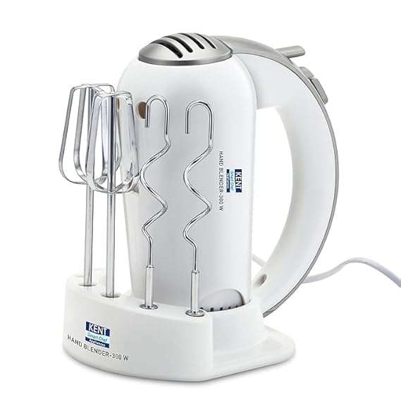 KENT 16051 Hand Blender 300 W | 5 Variable Speed Control | Multiple Beaters & Dough Hooks