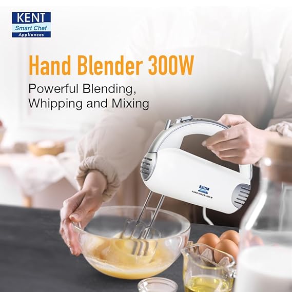 KENT 16051 Hand Blender 300 W | 5 Variable Speed Control | Multiple Beaters & Dough Hooks