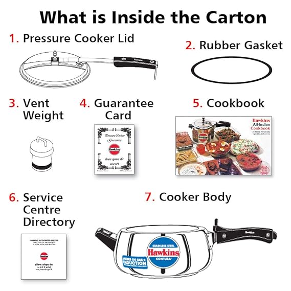 Hawkins Contura Pressure Cooker, Stainless Steel Inner Lid Cooker, Handi Cooker, Induction Cooker, Silver