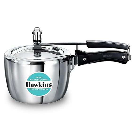 Hawkins Triply Stainless Steel Pressure Cooker, Inner Lid Cooker, Silver