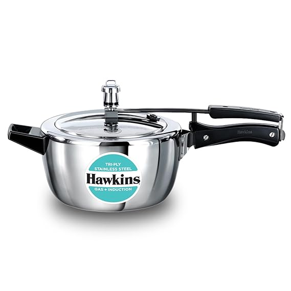 Hawkins Triply Stainless Steel Pressure Cooker, Inner Lid Cooker, Silver